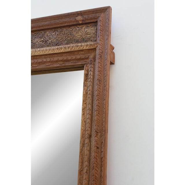 Wood Antique Diamond Rosette Carved Floor Mirror For Sale - Image 7 of 8