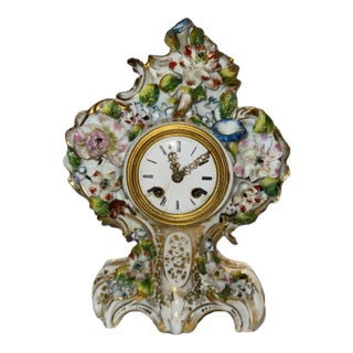 19th Century French Meissen Style Floral Porcelain Clock For Sale