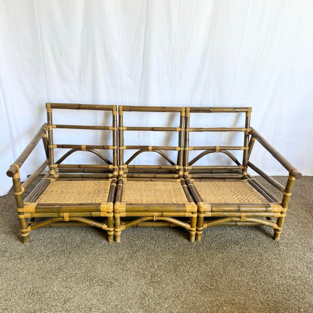 Embrace laid-back luxury with this stunning five-piece Calif-Asia bamboo and wicker modular seating set. Featuring a...