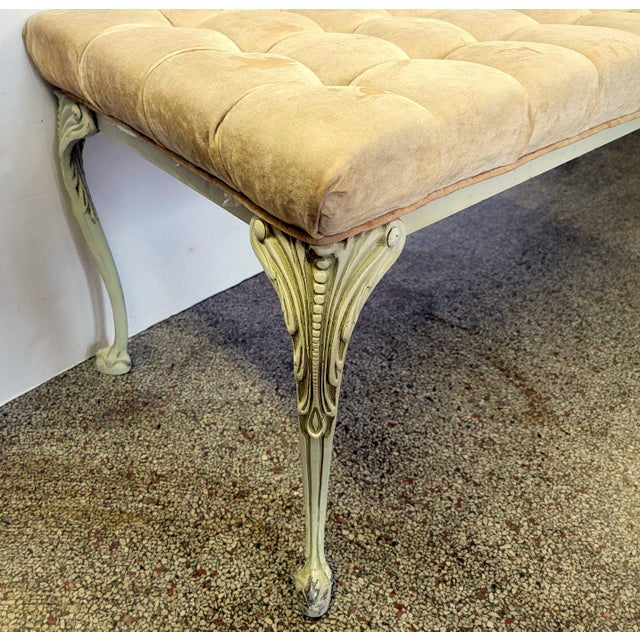 Kessler Industries 1960s French Prudential Metal Tufted Bench by Kessler For Sale - Image 4 of 5