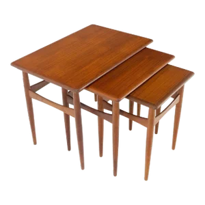 Danish Mid-Century Modern Teak Nesting Side Occasional Tables - Set of 3