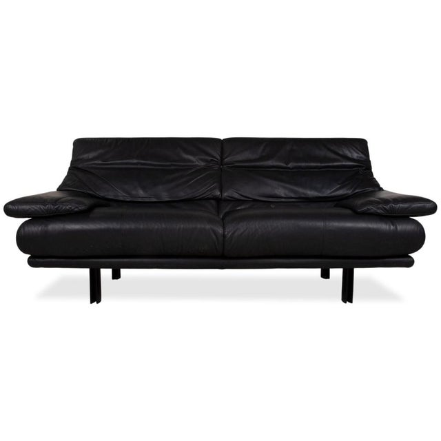 Alanda Leather Two-Seater Black Sofa Manual Function by Paolo Piva for B&B Italia C&B Italia For Sale - Image 15 of 15