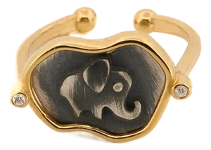 Lucky Elephant Sterling Silver Adjustable Signet Ring, Size 5