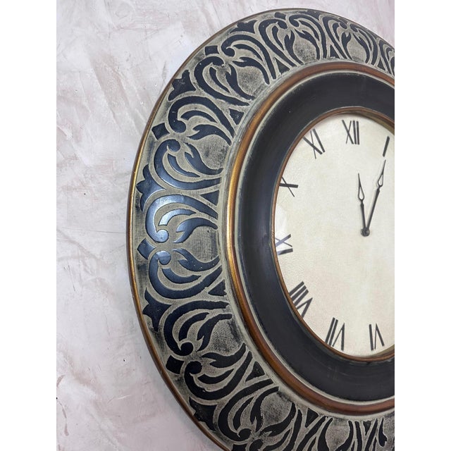 Wood Large Vintage Wooden Clock, 2000s For Sale - Image 7 of 10