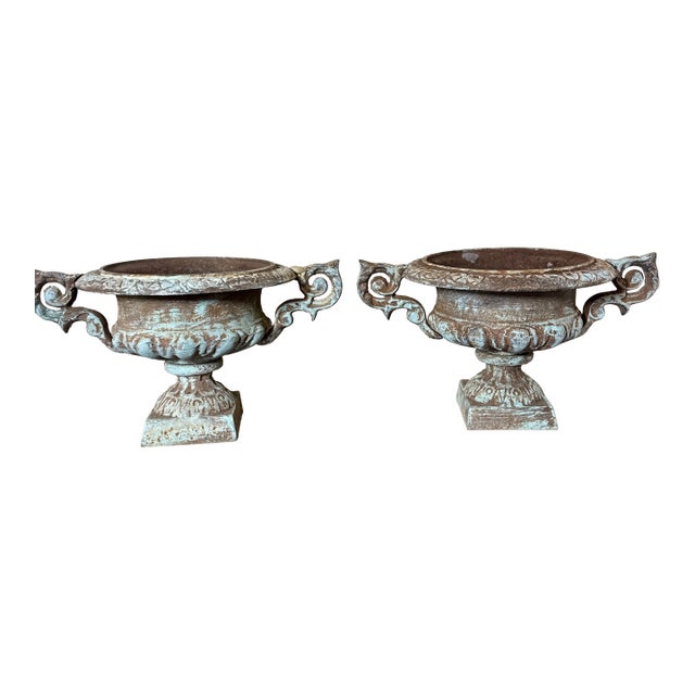 Pair of 20th Century French Cast Iron Urn For Sale