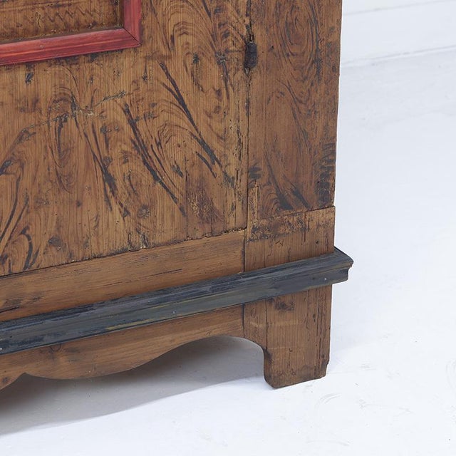 Rustic Antique Rustic Farmhouse Primitive Folk Art Painted Cabinet For Sale - Image 3 of 14