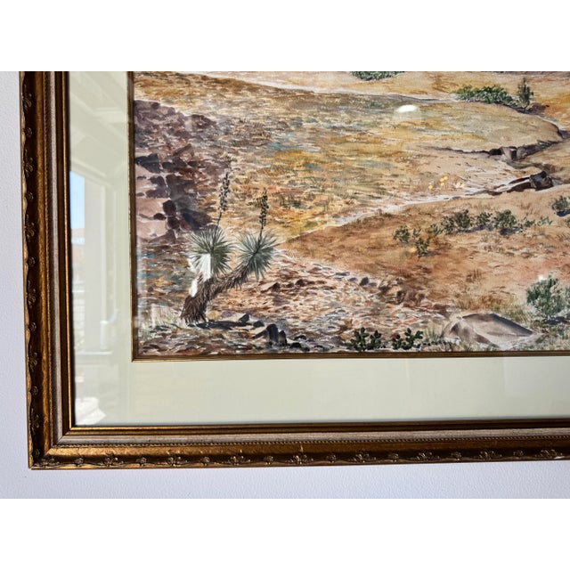 Brown 1980s Vintage Desert Landscape Watercolor Painting by Joe Yeager – Framed For Sale - Image 8 of 12