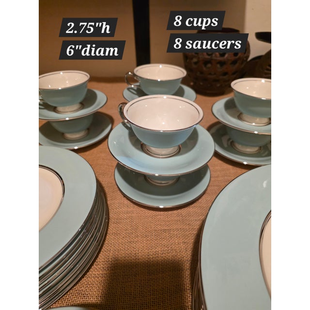 Turquoise 1950s Castleton Turquoise Pattern Serveware for Eight - 40 pcs For Sale - Image 8 of 12