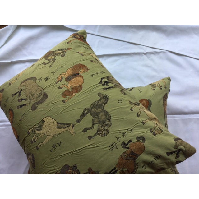 Elegant embroidered horse pillow that will be a great statement art piece in any house, poly inserts included