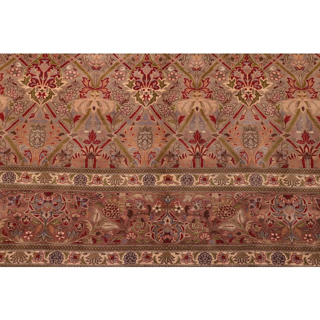 Floral 1990's Pak-Persian Green/Red Wool Rug - 9'2'' X 12'4'' For Sale In New York - Image 6 of 9