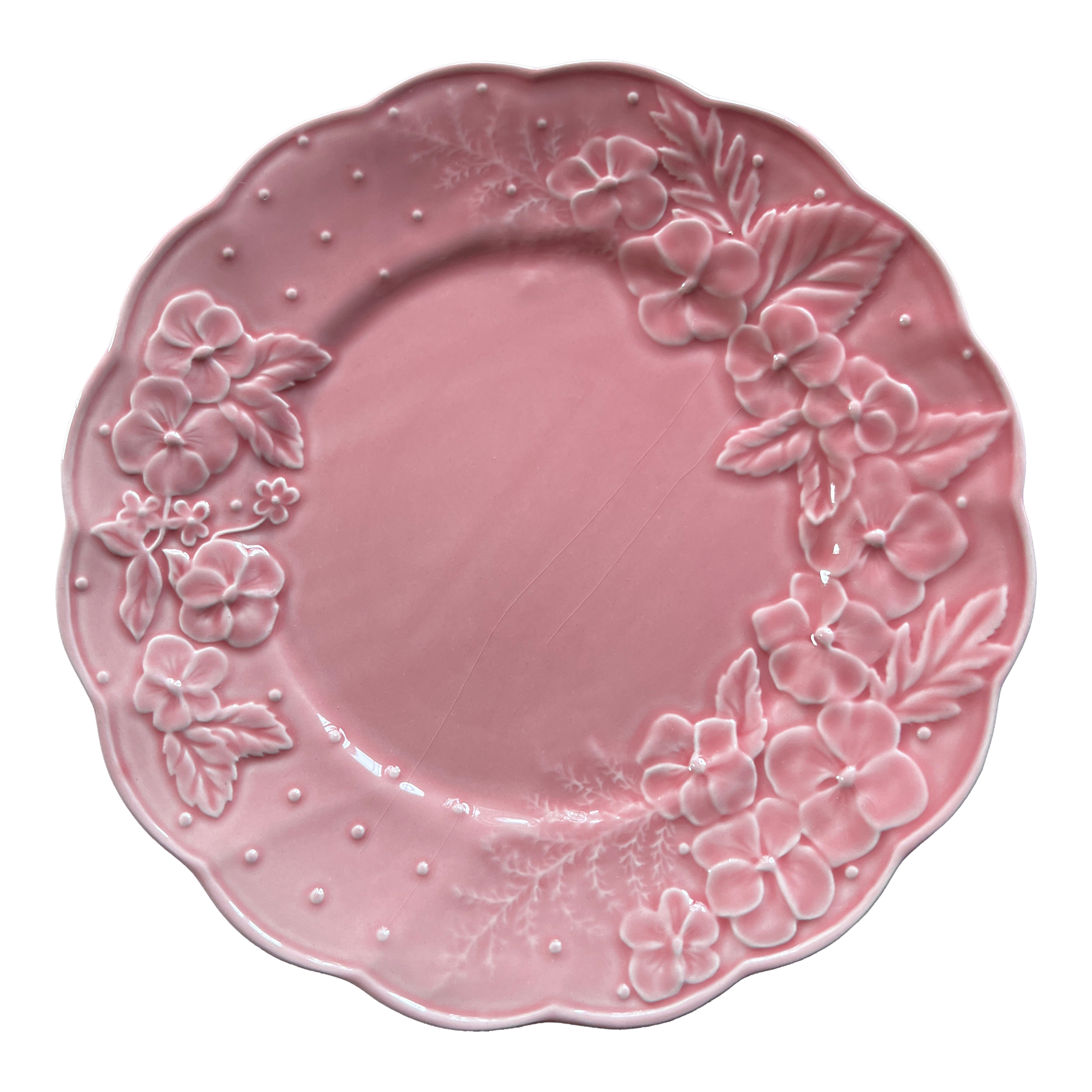 1980s Ingrid Pink Bordello Pinheiro Floral Fern Pansy Embossed