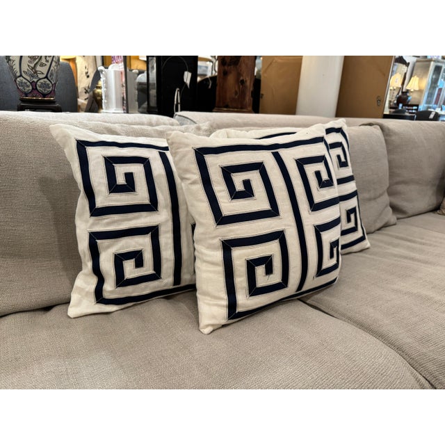 Design Plus Gallery presents a Set of Three Greek Key Throw Pillows by Barclay Butera for Eastern Accents. Looks like...
