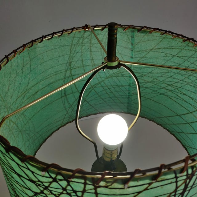 Mid 20th Century Mid Century Modern Brass Table Lamp With Original Shade For Sale - Image 11 of 12