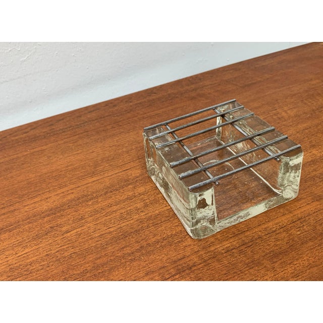 Mid-Century Modern Brutalist Block Glass and Metal Tea Warmer, 1960s For Sale - Image 3 of 12