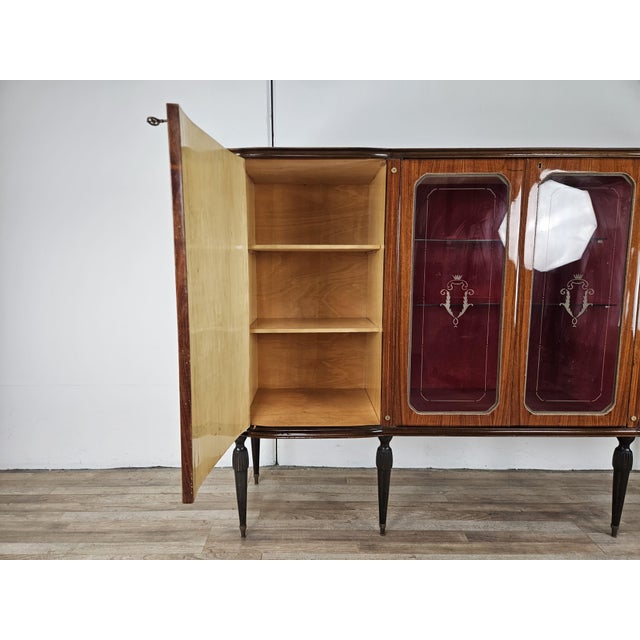 Vintage Walnut Display Cabinet with Glass Doors and Shaped Glass Top, 1960 For Sale - Image 16 of 18