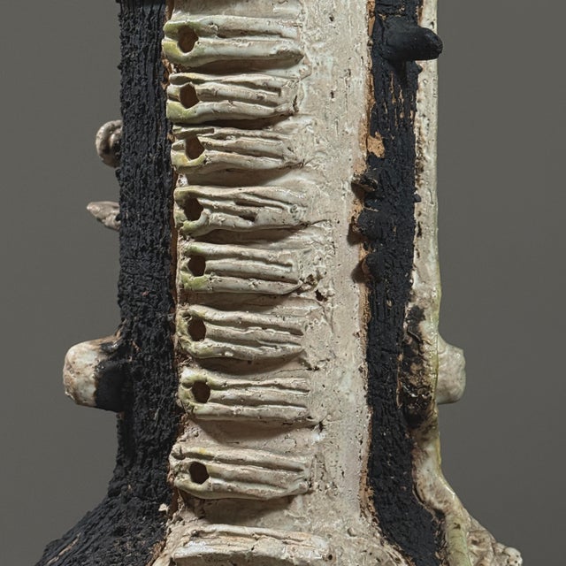 Vintage Brutalist Raku Fired Sculptural Vase For Sale - Image 11 of 12