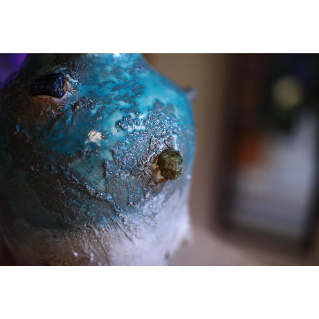 Ceramic Blue Ceramic Table Light, Ocean Inspired, Handmade Sculptural Lighting, Unique Home Decor For Sale - Image 7 of 11