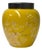 Bright Yellow White Floral Peonies Butterflies Bulbous Porcelain Metal Lid Jar For Sale