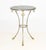 Maison Jansen Style Wrought Iron and Brass Occasional Table, with black and white marble top above three scroll form ring...