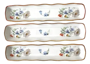 Limoges France Hand, Painted Porcelain Trinket or Jewelry Trays, Set of 3