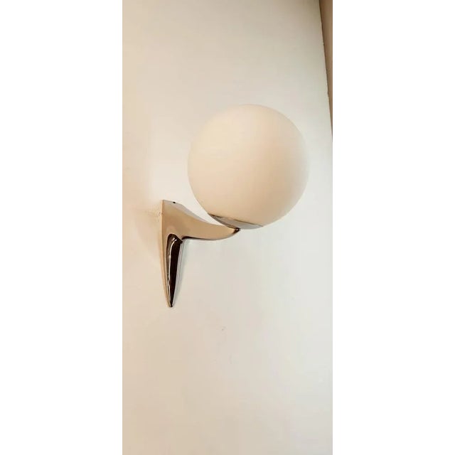 Wall Light in Chromed Brass with Satin White Sphere For Sale - Image 11 of 13