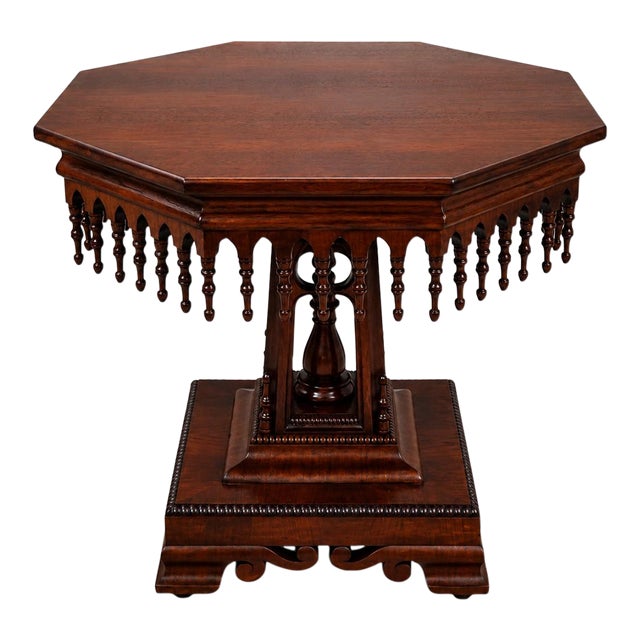Empire Style Octagonal Walnut Center Table For Sale