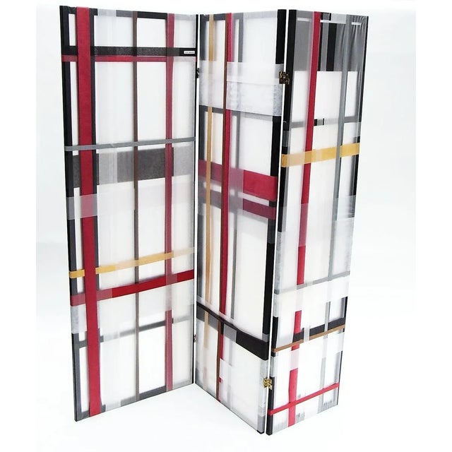 Contemporary Striped Folding Screen by Barbara Denzler, 1980s For Sale - Image 3 of 9