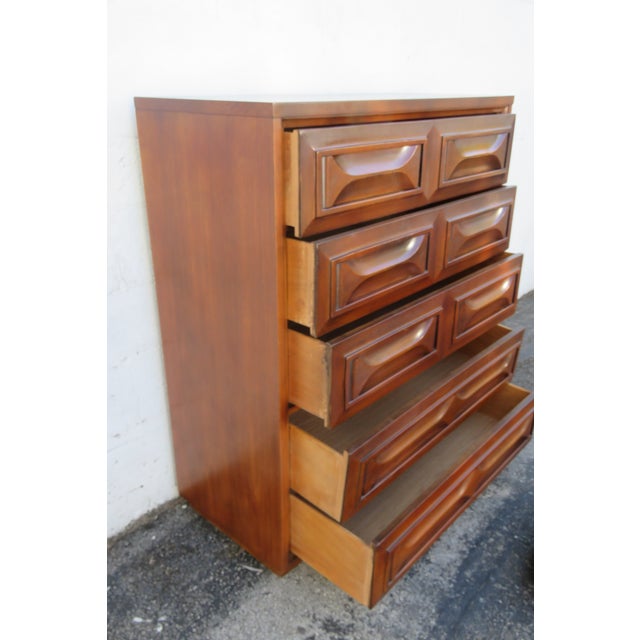 Wood Mid Century Modern Tall Chest of Drawers 6291 For Sale - Image 7 of 16