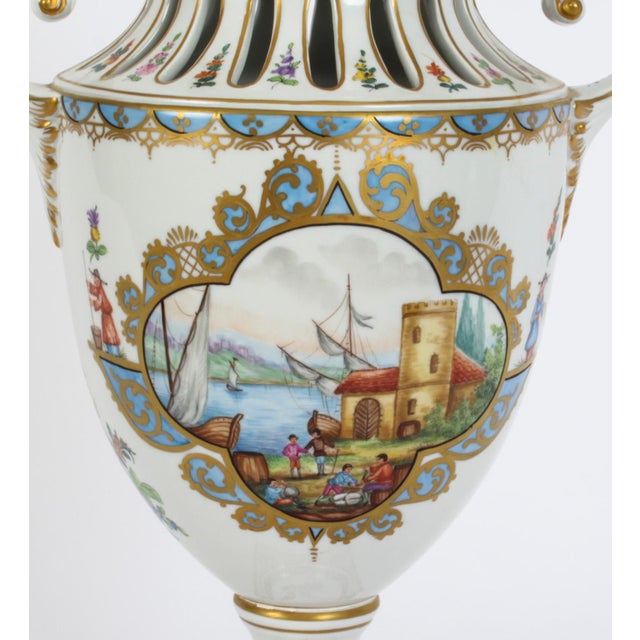 20th Century Dresden Porcelain Pot Pourri Lidded Vases, 1920s, Set of 2 For Sale - Image 14 of 18