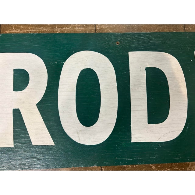 Vintage Large Wooden Green & White Farm Produce Sign For Sale - Image 4 of 12