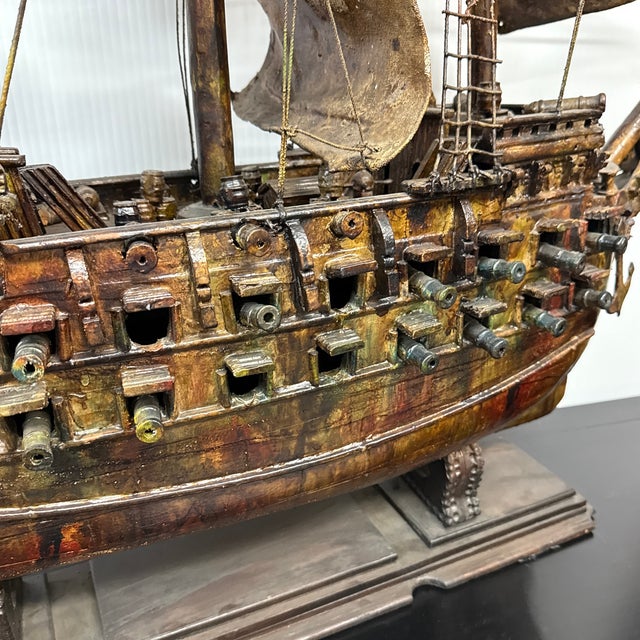 Late 20th Century 18th Century Wooden Sailing Ship Model For Sale - Image 5 of 12