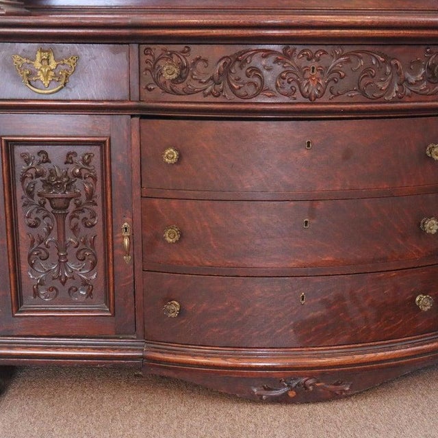 Monumental Antique Rj Horner Heavily Figural Winged Griffin Carved Oak Sideboard, Attributed For Sale - Image 10 of 18