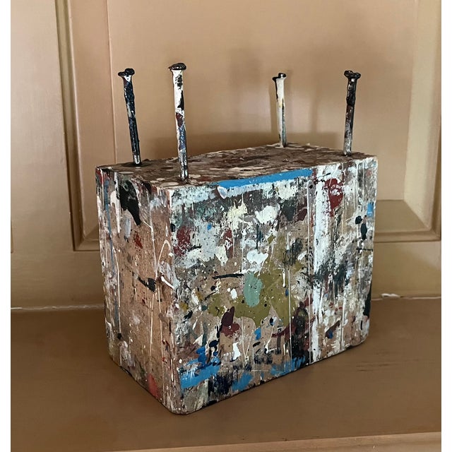 George S. Rennie III (American 1940 - 2022) Mid-Century Modern mixed media construction - abstract drip painting table...