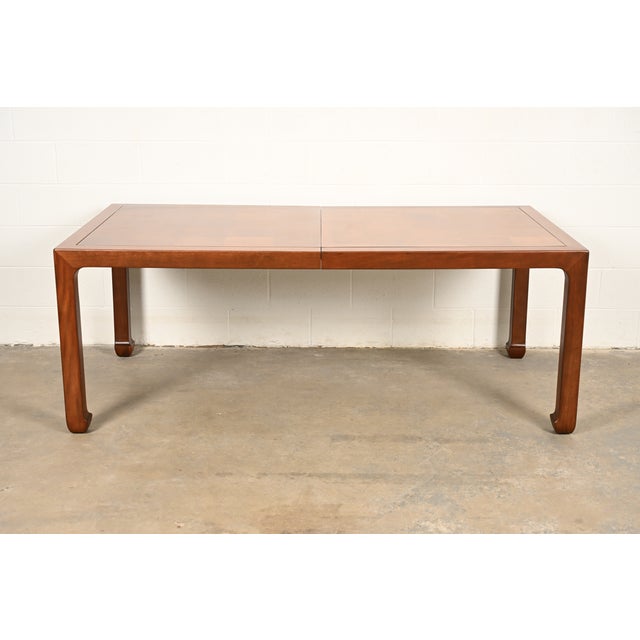Wood Henredon Mid-Century Hollywood Regency Walnut Extension Dining Table, Newly Refinished For Sale - Image 7 of 15