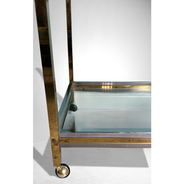 Mid 20th Century Romeo Rega Style Italian Brass and Steel Bar Cart For Sale - Image 11 of 16