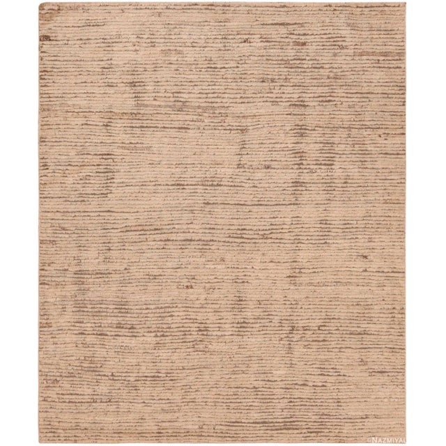 Nazmiyal Collection Small Light Ivory Cream Color Modern Moroccan Style Abstract Area Rug For Sale