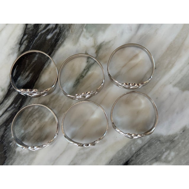 Metal Made in Ireland Vintage Silver Plated Claddagh Motif Napkin Rings - Set of 6 For Sale - Image 7 of 10