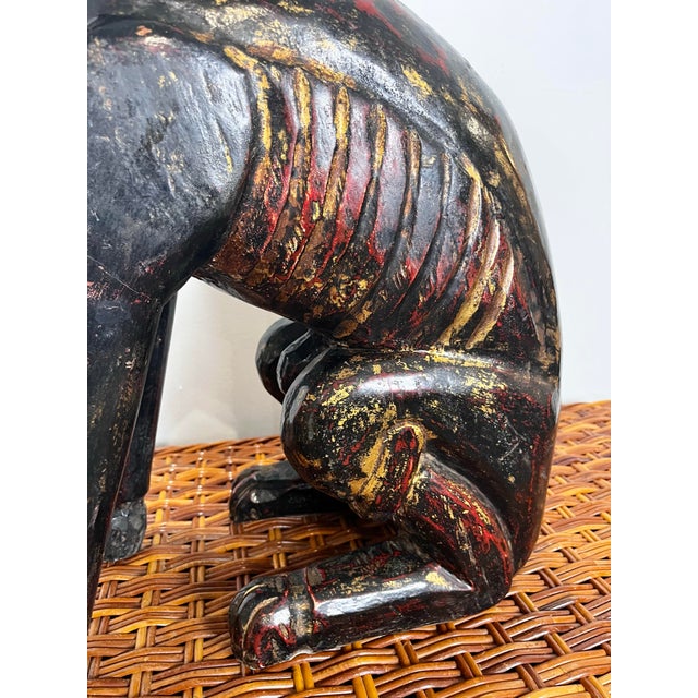 Black Vintage Carved Wooden Dog Statue For Sale - Image 8 of 12