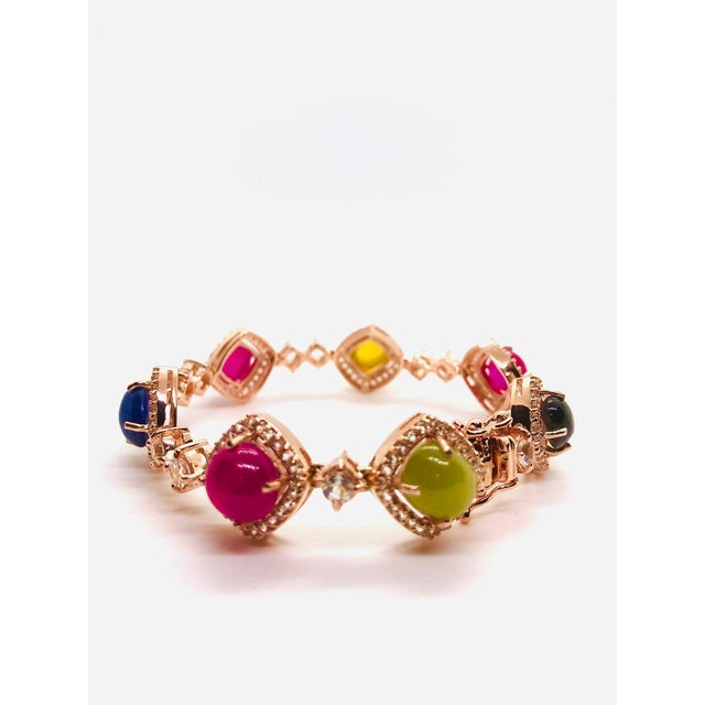 Bochic “Capri” Vintage Fancy Sapphire & Ruby Bracelet Set In 18K & Silver For Sale - Image 12 of 14