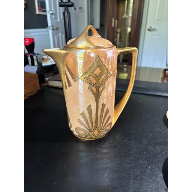 1924 Rosenthal - Donatello Chocolate Coffee Service Set - 1 Pitcher, 6 Cups, 6 Saucers - 13 pcs For Sale In Dallas - Image 6 of 14