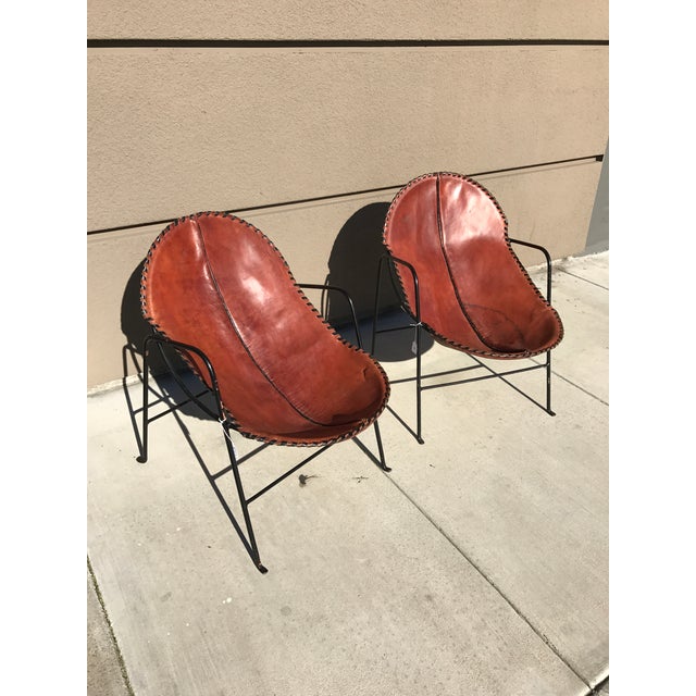 Mexican Modern Leather & Iron Chairs Chairish