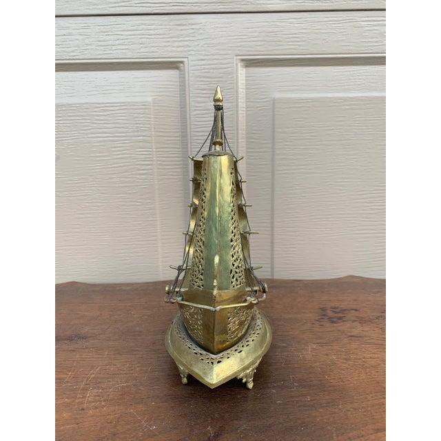 Vintage German Brass Sailing Ship Nightlight | an English Coastal Curiosity For Sale - Image 10 of 12