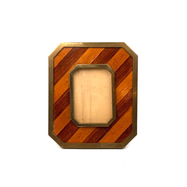 Mid-Century Modern Brass and Wood Picture Frame, Italy, 1970s For Sale - Image 9 of 16