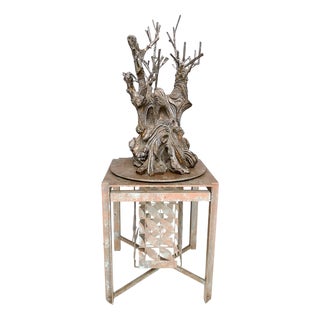 Vintage Italian Revolving Tree Decorative Object in Bronze and Iron, 1980s For Sale