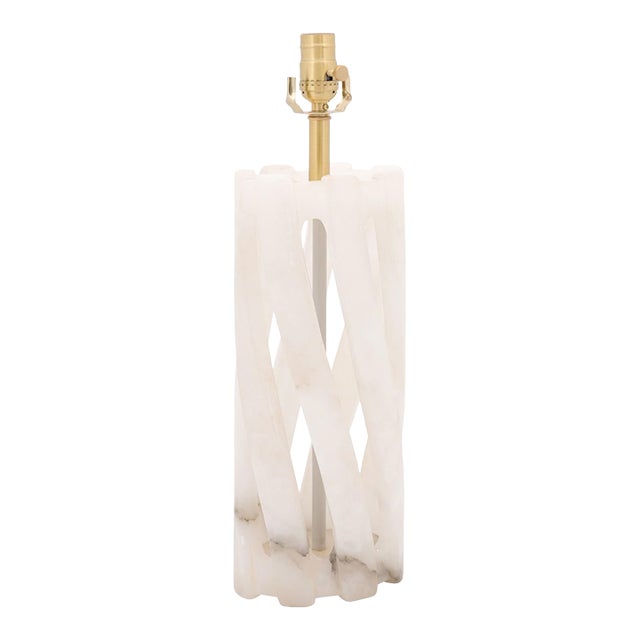 Architectural Twisted Alabaster Table Lamp, 1960s For Sale