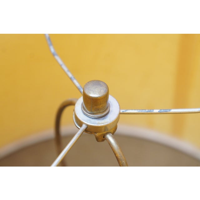 Mid 20th Century Mid Century Modern Turned Wood Spindle & Brass Pedestal Base Candlestick Table Lamp For Sale - Image 11 of 13