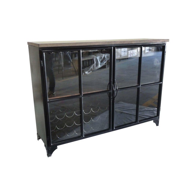 Contemporary Odila Glass Door Bar With Bottle and Glass Storage