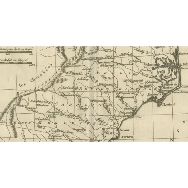 Antique Map of Southern United States wuth Carolina & Georgia from Bonne, 1780 For Sale - Image 5 of 12