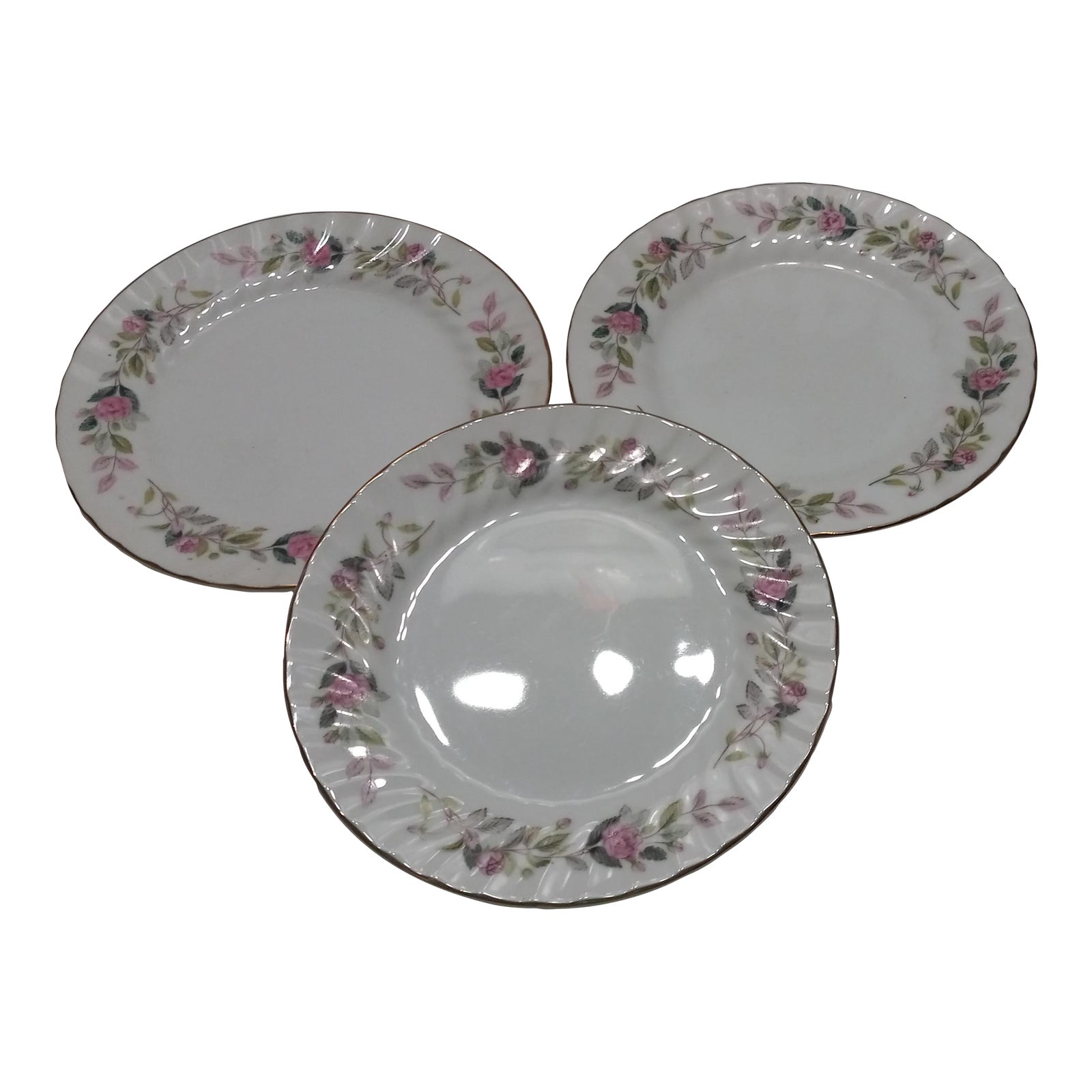 1960s Creative Fine China 2345 Japan Regency Rose Saucers Set of 3