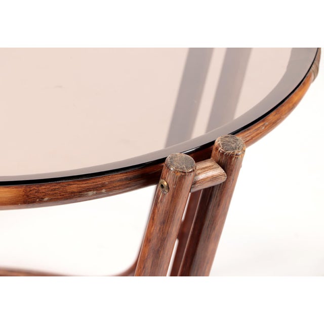 Modern Rattan Glass-Top Table in the Secessionist Manner For Sale - Image 3 of 6